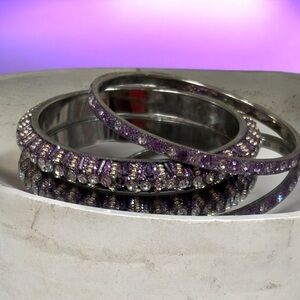 Purple and Silver Bangle Bracelets